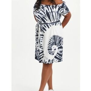 Torrid Navy and White Tie-Dye Midi Dress
